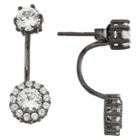 2 2/9 Tcw Tiara Sterling Silver Black Rhodium White Sapphire Halo Flower Drop Earrings, Girl's