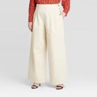 Women's Plus Size Mid-rise Side Button Wide Leg Trouser - Who What Wear Cream 14w, Women's, Ivory