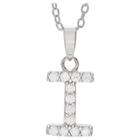 Journee Collection 1/5 Ct. T.w. Round-cut Cz Initial Pave Set Pendant Necklace In Sterling Silver - Silver, I (18), Girl's, Size: Small, Silver
