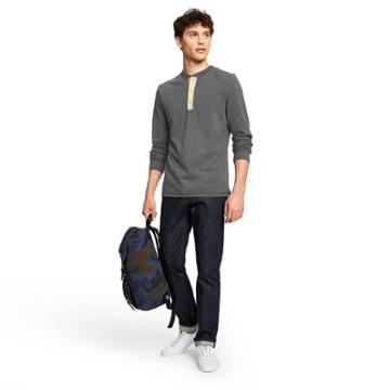 Men's Long Sleeve Round Neck Henley T-shirt - 3.1 Phillip Lim For Target Gray