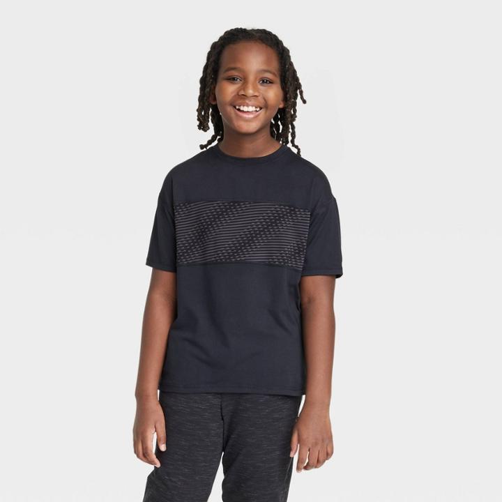 Boys' Chest Striped T-shirt - All In Motion Black