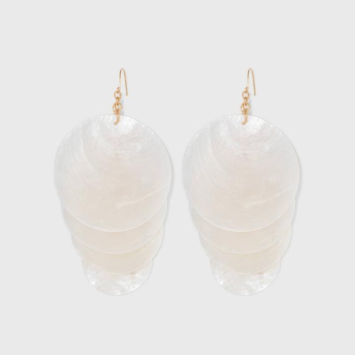 Day Disc Shell Drop Earrings - A New Day White
