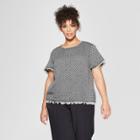 Women's Plus Size Short Sleeve Boxy Tweed Blouse - Who What Wear Black/cream