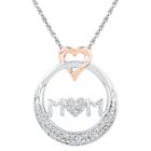 Target Circle Mom Heart Pendant With Diamond Accents In Sterling Silver - 18 (ij-i2-i3), Girl's, White