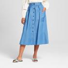 Women's Button-down Birdcage Skirt - Who What Wear Blue