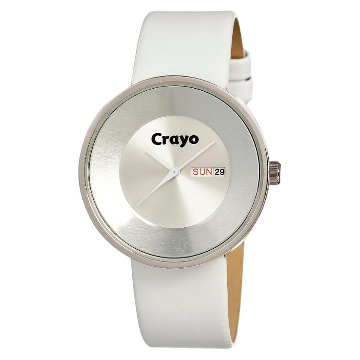Women's Crayo Button Watch With Day And Date Display - White
