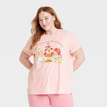 Women's Plus Size Strawberry Shortcake Short Sleeve Graphic T-shirt - Pink