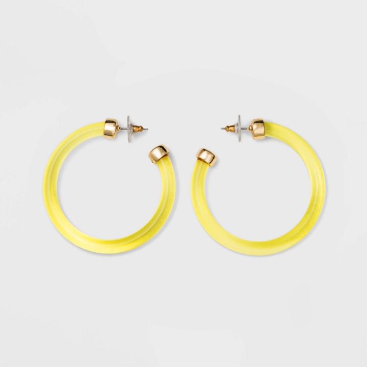 Sugarfix By Baublebar Gold Embellishments Clear Acrylic Hoop Earrings - Yellow, Girl's