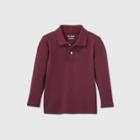 Toddler Boys' Long Sleeve Interlock Uniform Polo Shirt - Cat & Jack Burgundy