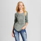 Women's Art Geo Long Sleeve Drapey Graphic T-shirt - Zoe+liv (juniors') Olive