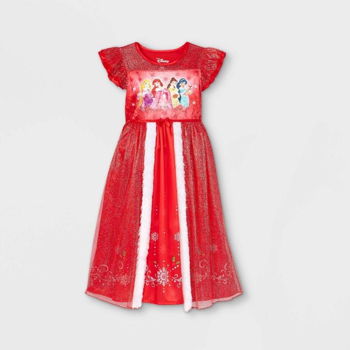 Girls' Disney Princess Christmas Nightgown - Red