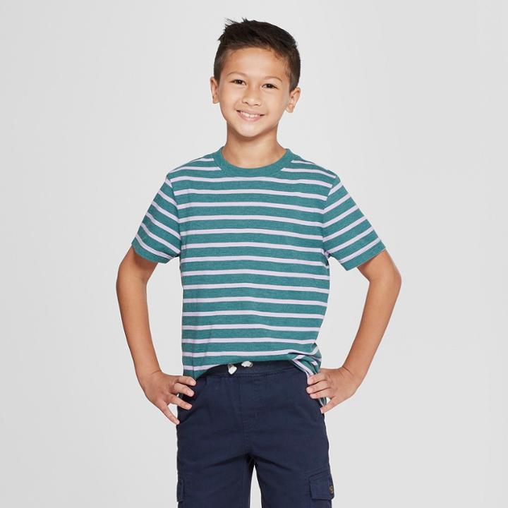 Boys' Short Sleeve Stripe T-shirt - Cat & Jack Green/purple