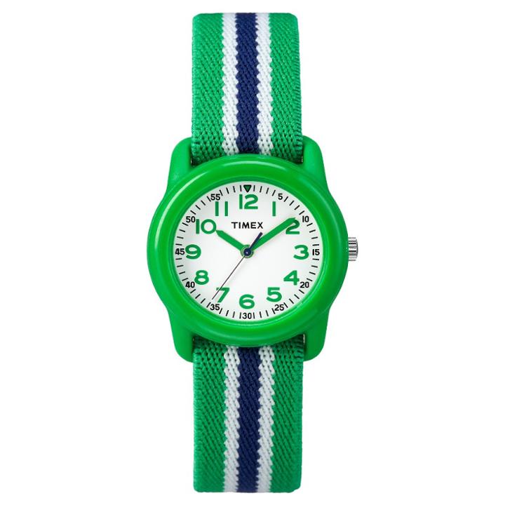 Kid's Timex Watch With Striped Strap - Green/blue Tw7c060009j, Kids Unisex