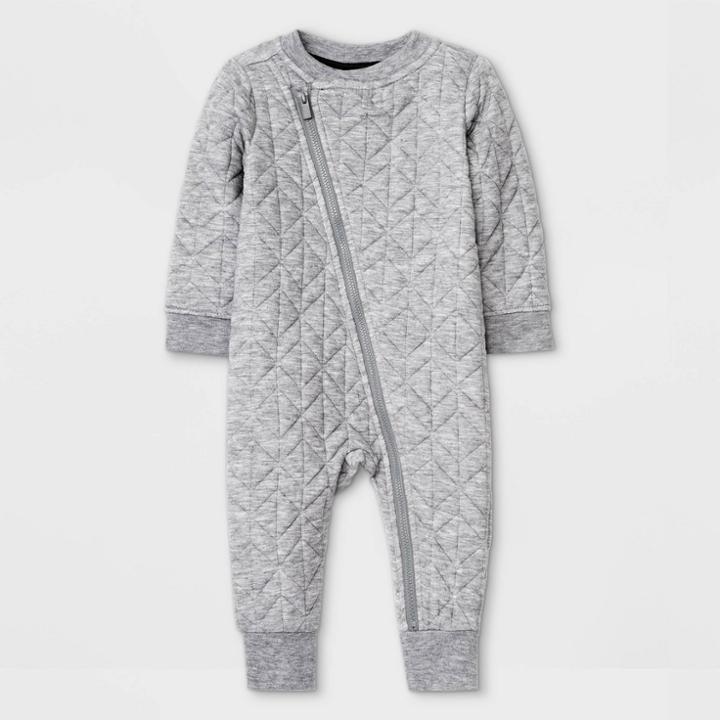 Baby Boys' Quilted Moto Romper - Cat & Jack Heather Gray Newborn