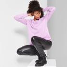 Women's Long Sleeve Relaxed Crewneck T-shirt - Wild Fable Washed Purple M,