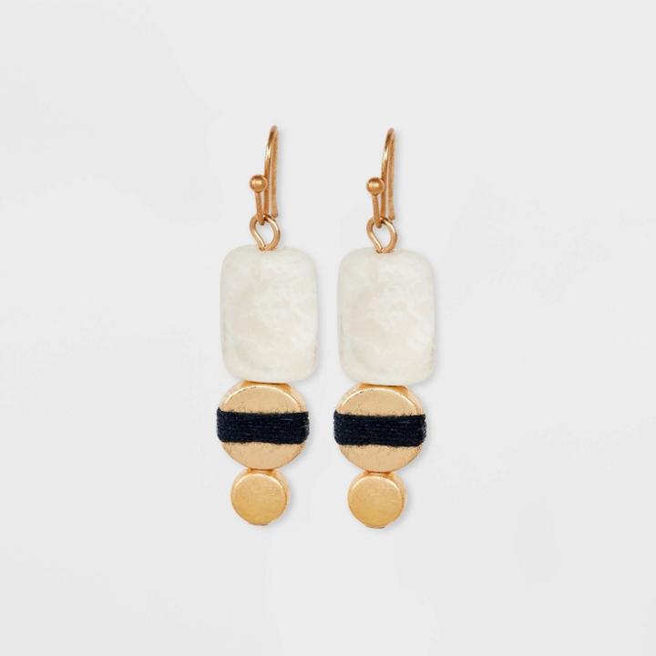 Semi-precious Linear Drop Earrings - Universal Thread Cream, Ivory