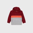 Toddler Boys' Colorblock Micro-fleece Hooded Pullover Sweatshirt - Cat & Jack Maroon