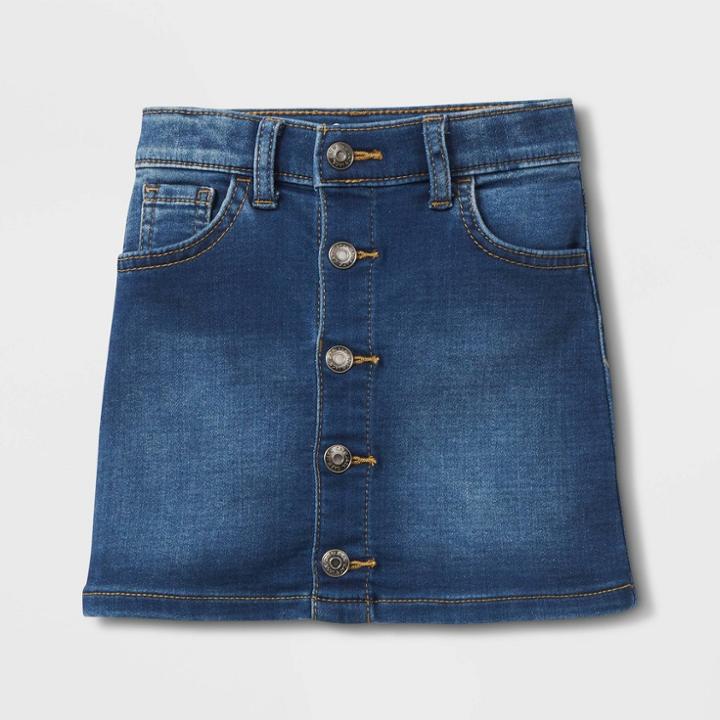 Toddler Girls' Denim Button-front Skirt - Cat & Jack Blue