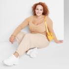 Women's Plus Size High-rise Fleece Sweatpants - Wild Fable Beige