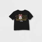 Toddler Girls' Disney Minnie Mouse 'family Vacation 2021' Short Sleeve Graphic T-shirt - Black
