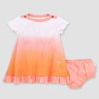 Burt's Bees Baby Baby Girls' Organic Cotton Dip-dyed Dress & Diaper Cover Set - Orange/white