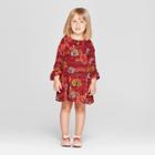 Toddler Girls' Long Sleeve Dress - Genuine Kids From Oshkosh Deep Red
