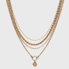 Dove Charm Layered Chain Necklace - Universal Thread Gold