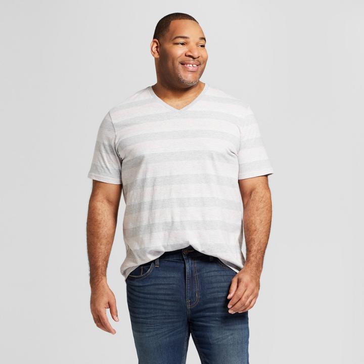 Men's Tall Striped Standard Fit Short Sleeve V-neck T-shirt - Goodfellow & Co Dusk Pink