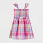 Oshkosh B'gosh Toddler Girls' Tank Top Plaid Smocked Dress - Pink