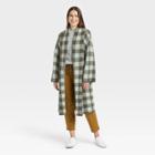 Women's Open-front Sweater Cardigan - A New Day Green Plaid