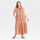 Women's Plus Size Sleeveless Tiered Maxi Dress - Ava & Viv Brown