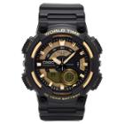 Casio Men's Ana-digi Watch, Black/gold - Aeq110bw-9avcf, Gold Black