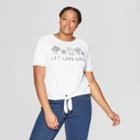 Women's Plus Size Short Sleeve Let Love Grow Cropped Graphic Cropped T-shirt - Fifth Sun (juniors') - White