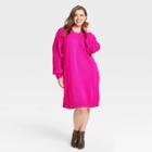 Women's Plus Size Balloon Long Sleeve Sweater Dress - Who What Wear Pink
