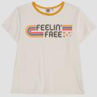 Junk Food Women's Plus Size Feelin' Free Short Sleeve Ringer T-shirt - White