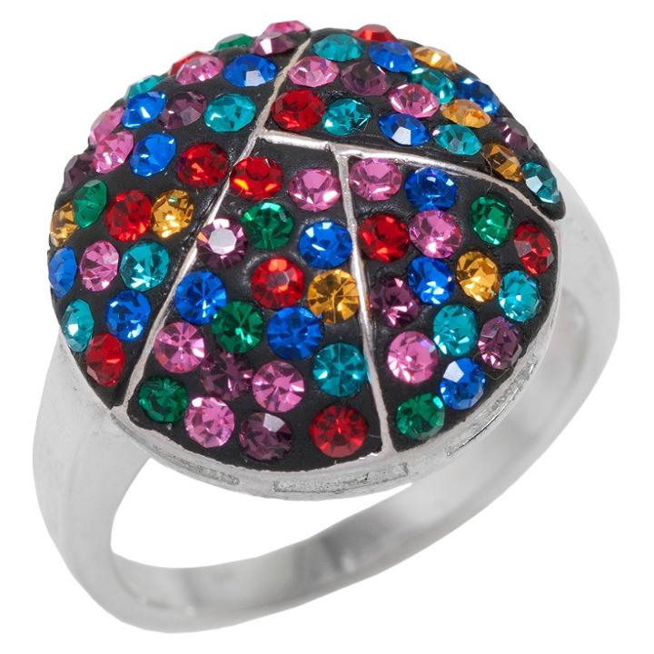 Athra Nj, Inc. Women's Silver Plated Round Ring With Crystals Size 7,