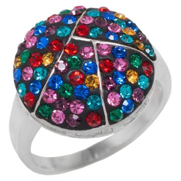 Athra Nj, Inc. Women's Silver Plated Round Ring With Crystals Size 7,