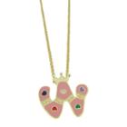 Ellen 18k Gold Overlay Enamel Initial Pendant 'w' - Pink, Girl's, W