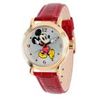 Women's Disney Mickey Mouse Shinny Vintage Articulating Watch With Alloy Case - Red,