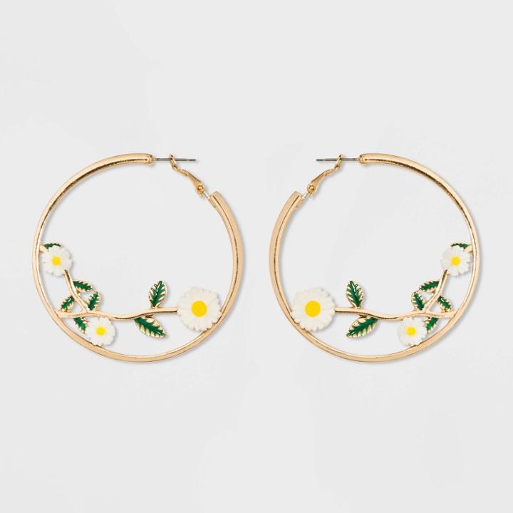 Target Daisy Cake Flower Hoop Earrings - Wild Fable Gold, Women's