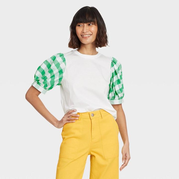 Women's Puff Short Sleeve T-shirt - Who What Wear Green