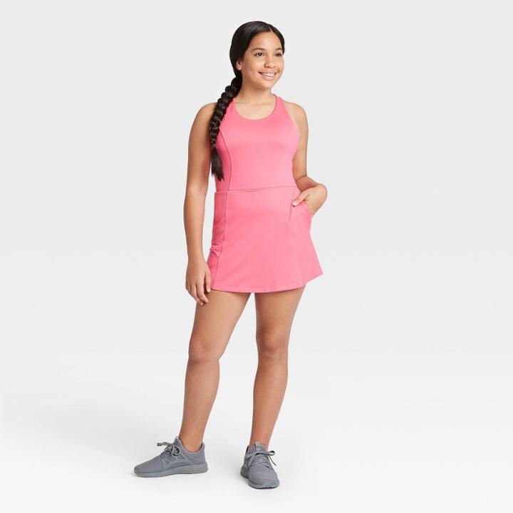 Girls' Criss Cross Back Tennis Dress - All In Motion Fuchsia Xs, Girl's, Pink
