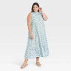 Women's Plus Size Sleeveless Dress - Universal Thread Blue Floral Print1x
