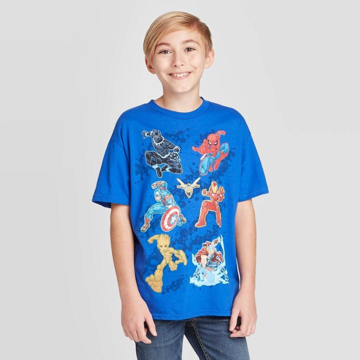Boys' Marvel Action Grid T-shirt - Royal Blue L, Boy's,