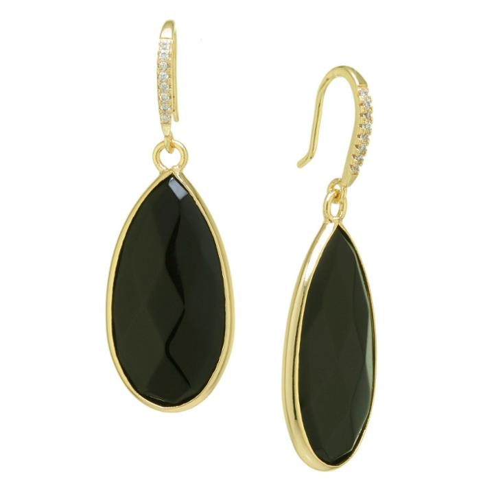 Distributed By Target Gold Plated Black Drop Earrings - Gold/black, Infant Girl's