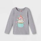 Toddler Girls' Birthday Cupcake Long Sleeve Graphic T-shirt - Cat & Jack Heather Gray