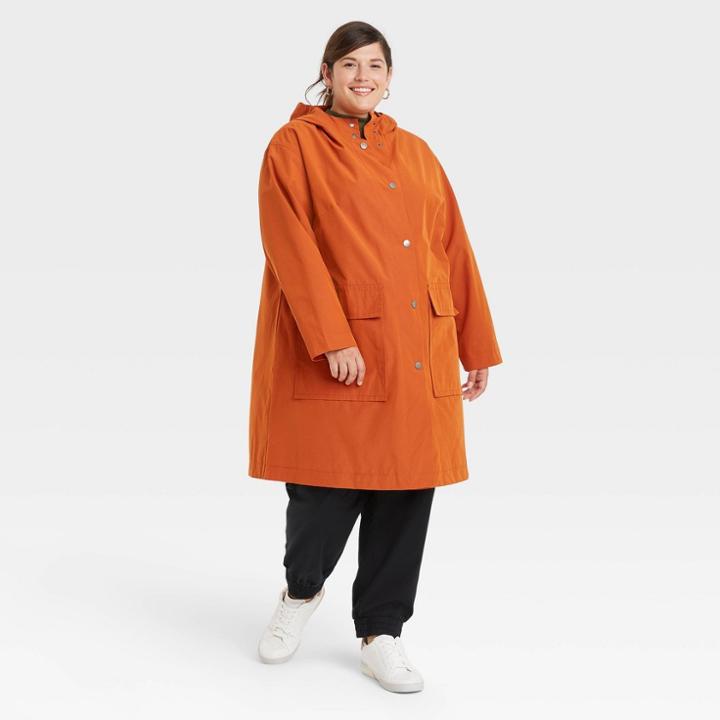Women's Plus Size Rain Coat - A New Day Rust