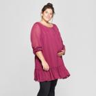 Maternity Plus Size Striped Long Sleeve Relaxed Woven Tunic - Isabel Maternity By Ingrid & Isabel Burgundy 4x, Women's, Purple