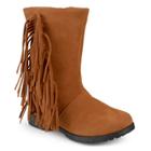 Girls' Journee Collection Luzie Round Toe Fringed Fashion Boots - Chestnut 10, Dark Chestnut