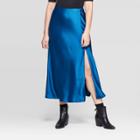 Women's High-rise Slit Midi Skirt - A New Day Blue L, Women's,